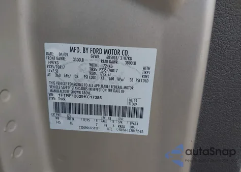 2009 Ford F-150 Xl/Xlt from USA, damaged, VIN 1FTRF12829KC17355